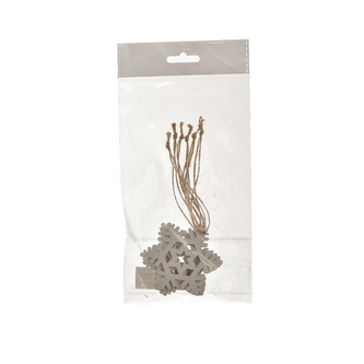 Vločka dřevo závěsná bílá 6 ks 10 cm