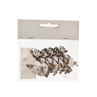 Přízdoba dřevo ovečka bílá 6 ks 3x6 cm