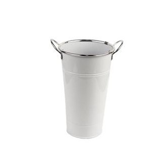 Květináč plech bílý 13x13x21 cm