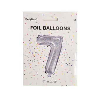 Balónek fólie číslo 7 stříbrný 35 cm