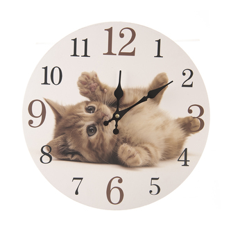 Hodiny nástěnné dřevo Cat pr. 34 cm