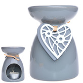 Aromalampa ker. šedá srdce 8x12 cm