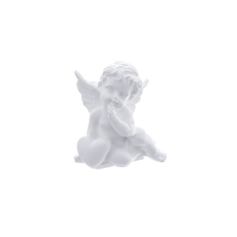 Anděl sádrový bílý se srdcem 4x4x6 cm