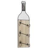 Stojan na víno dřevo/kov 3 lahve 21x83 cm