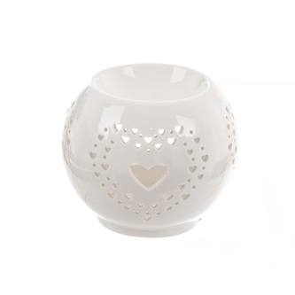 Aromalampa ker. srdce bílá 11x11x9 cm