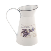 Džbán plech levandule bílý 14x18 cm