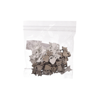 Přízdoba dřevo kočka bílá/šedá 60 ks 3 cm