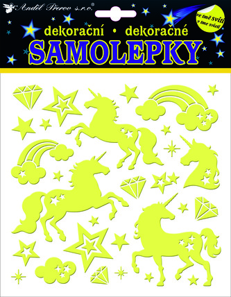 Samolepky svítící jednorožci 18x18 cm