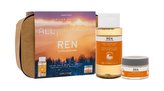 REN Clean Skincare All Is Bright noční pleťový krém Radiance Overnight Glow Dark Spot Sleeping Cream 50 ml + pleťové tonikum Radiance Ready Steady Glow Daily AHA Tonic 250 ml + kosmetická taštička