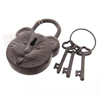 Zámek litina hnědý 11x3x15 cm