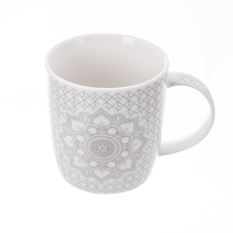 Hrnek porcelán mandala bílý/šedý 360 ml