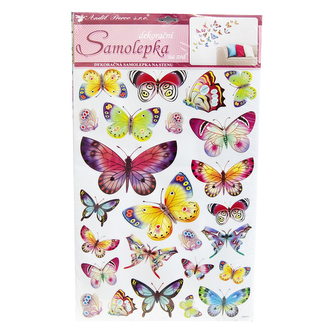 Samolepky na zeď barevní motýli 29x48 cm