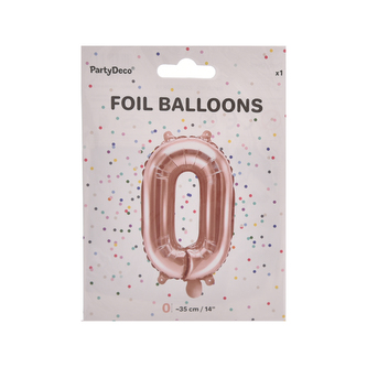 Balónek fólie číslo 0 perleť růžový 35 cm