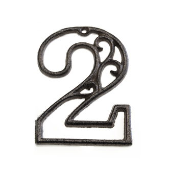 Číslo 2 litina hnědé 12x8x7 cm