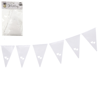 Girlanda papír bílá srdce 3 m