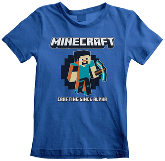 Dětské tričko Minecraft: Crafting Since Alpha (12-13 let) modrá bavlna