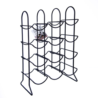 Stojan na víno kov černý 12 lahví 29x17x47 cm