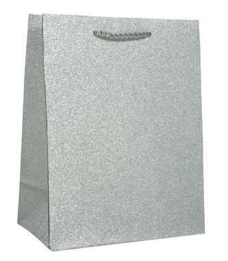 Taška dárková glitr barva stříbrná 17x22 cm
