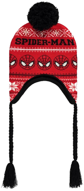 Úpletová zimní čepice s copánky Marvel|Spiderman: Xmas (univerzální)