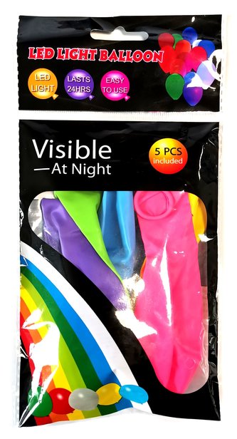 Balónek latex LED 5 ks