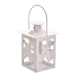Lucerna srdce bílá 8x8x11 cm