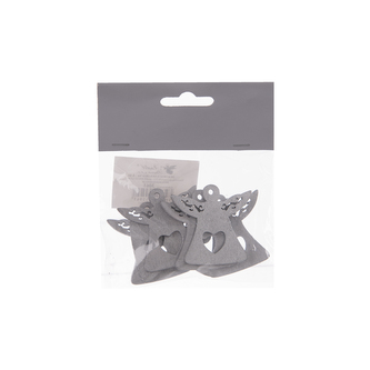 Přízdoba dřevo anděl barva stříbrná 6 ks 5 cm