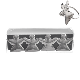 Skřipec na ubrus kov anděl šedý 4 ks 5x5 cm