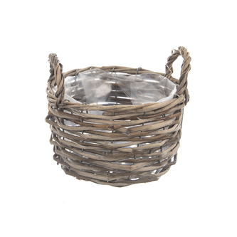 Košík proutí s uchy hnědý malý