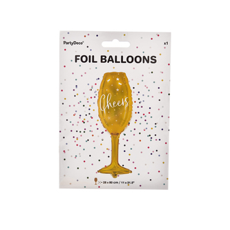 Foliový balonek sklenka sektu - zlatá Cheers 80 cm