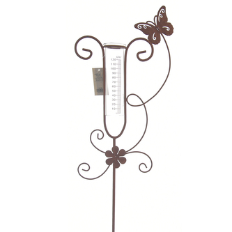 Srážkoměr kov/sklo zápich rezatý 21x5x115 cm