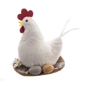 Slepice plyš bílá 19 cm