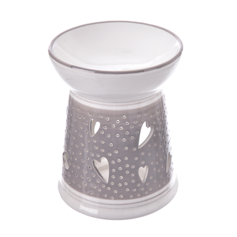 Aromalampa ker. srdce bílá/šedá 12x15 cm