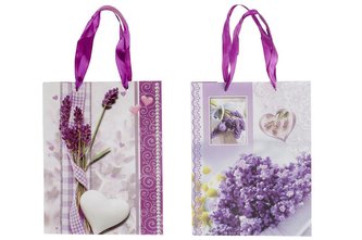 Taška dárková levandule srdce 26x10x32 cm