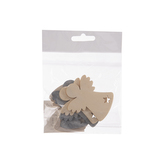 Přízdoba dřevo anděl bílý/šedý 6 ks 6 cm