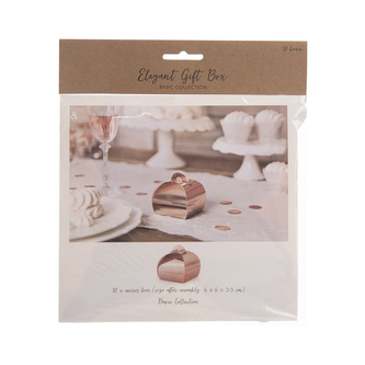 Krabička dárková papír zlat. růž. 10 ks 6x6x5 cm