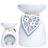 Aromalampa ker. bílá srdce 8x12 cm