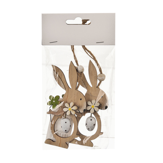 Zajíc dřevo závěsný hnědý 2 ks