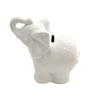 Pokladnička ker. bílá slon 14x13x8 cm