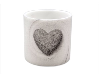 Lampion vosk šedý srdce kulatý pr. 12,5 cm