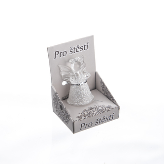 Anděl sklo v krabičce 3x3x4,5 cm