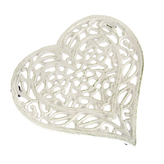 Podložka litina bílé srdce 16x17x2 cm