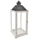 Lucerna dřevo/kov bílá/černá velká 30x30x70 cm