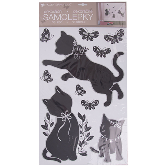 Samolepky na zeď kotě černé glitr 32x60 cm
