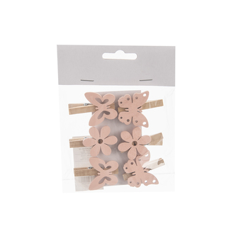 Kolíček dřevo růžový 3 druhy 6 ks