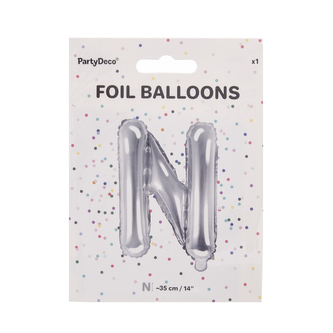 Balónek fólie písmeno N stříbrný 35 cm
