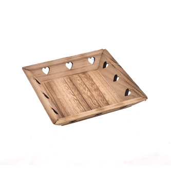 Tác dřevo srdce hnědý 15x15x4 cm