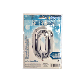 Balónek fólie číslo 0 stříbrný 80 cm