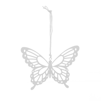 Motýl kov závěsný bílý 12x9 cm