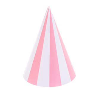 Papírové čepičky růžové pruhované 6 ks