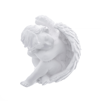 Anděl sádrový bílý 11x11x14 cm